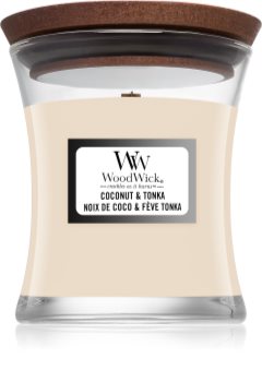 Woodwick Coconut & Tonka Duftkerze mit Holzdocht