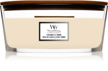 Woodwick Coconut & Tonka scented candle wooden wick (hearthwick)