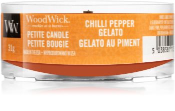 Woodwick Chilli Pepper Gelato mala mirisna svijeća bez staklene posude s drvenim fitiljem