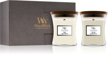 Woodwick Fireside & Linen Gavesæt (gift box) Trævæge
