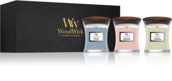 Woodwick Evening Onyx & Solar Ylang & Coastal Sunset darčeková sada s dreveným knotom (gift box)