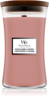 Woodwick Pressed Blooms & Patchouli vela perfumada  con mecha de madera