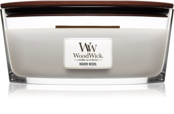 Woodwick Warm Wool candela profumata con stoppino in legno (hearthwick)