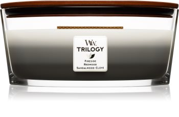 Woodwick Trilogy Warm Woods duftlys trævæge (hjertevæge)