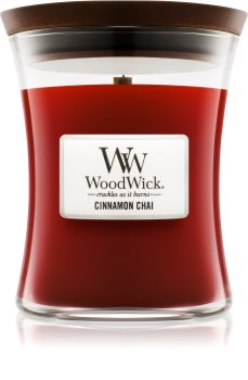 Woodwick Cinnamon Chai vonná sviečka s dreveným knotom