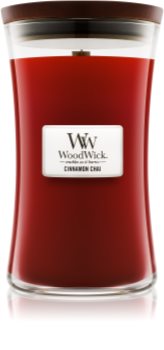 Woodwick Cinnamon Chai vonná sviečka s dreveným knotom