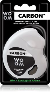 WOOM Carbon+ Dental Floss gewachste Zahnseide schwarz