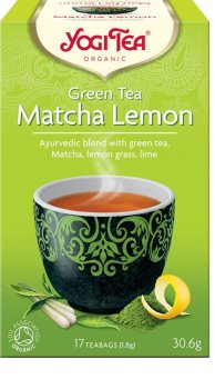 Yogi Tea Matcha Lemon "Matcha Citrón" bio zelený čaj ze směsi čajů tencha, sencha a matcha v kombinaci s limetkou a citrónovou trávou