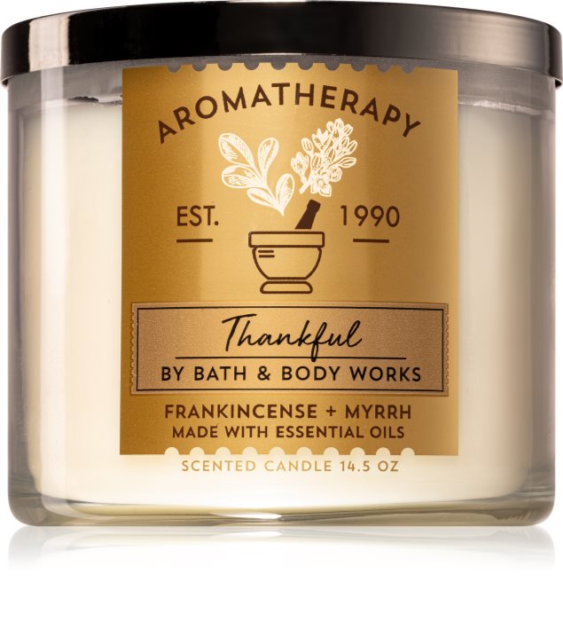 Bath & Body Works Frankincense + Myrrh scented candle (Thankful