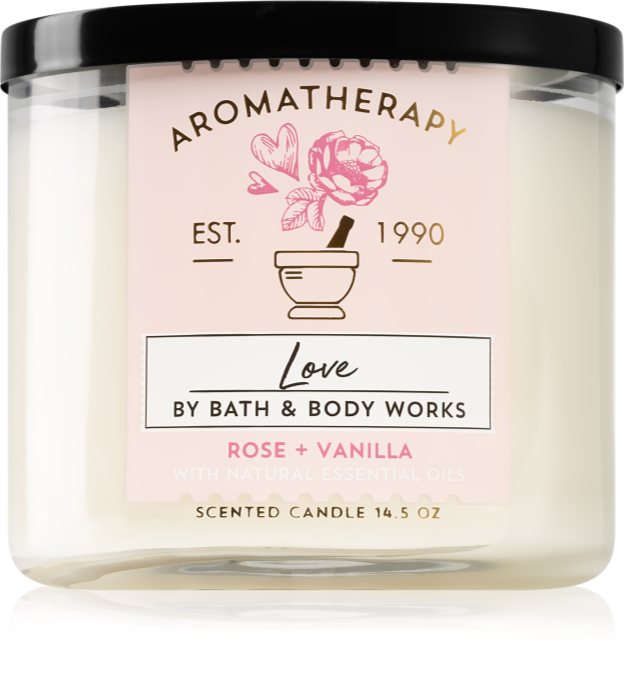 Bath & Body Works Aromatherapy Rose & Vanilla bougie parfumée notino.be