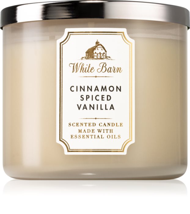 Bath & Body Works White Barn Cinnamon Spiced Vanilla vonná sviečka I