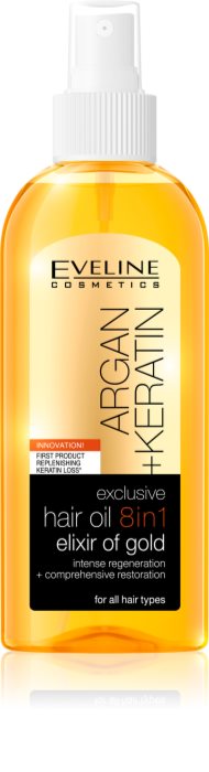 Eveline Cosmetics Argan + Keratin vlasový olej 8 v 1 | notino.cz