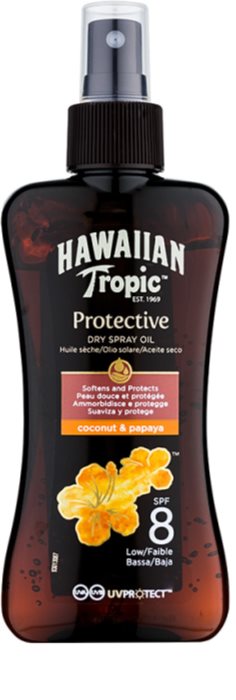 hawaiian tropic spf8 protective dry spray oil