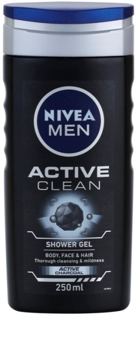 Nivea Men Active Clean Shower Gel For Face Body And Hair For Men