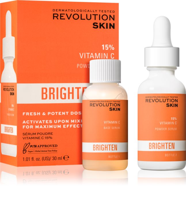 Revolution Skincare Brighten 15 VItamin C double sérum pour une peau lumineuse notino.fr
