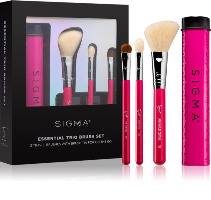 Sigma Beauty Essential Trio Brush Set Make-up Brush Set with Pouch 