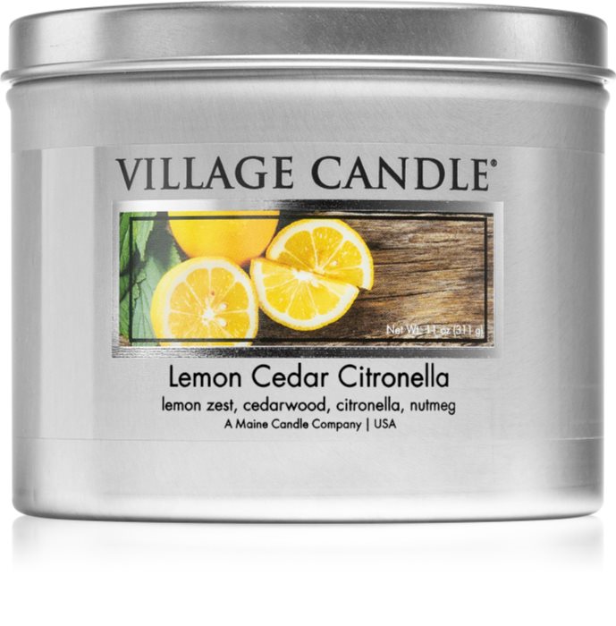 Village Candle Lemon Cedar Citronella bougie parfumée en métal notino.be