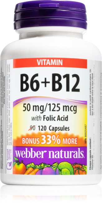Webber Naturals B6 B12 With Folic Acid Podpora Správného Fungování