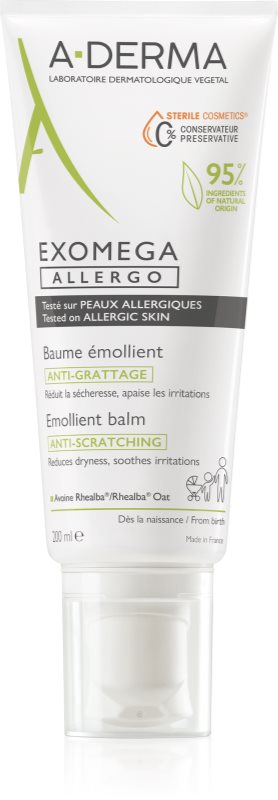 A-Derma Exomega Control Allergo cremă hidratantă pentru întărirea barierei de apărare a epidermei sensibile și atopice 200 ml