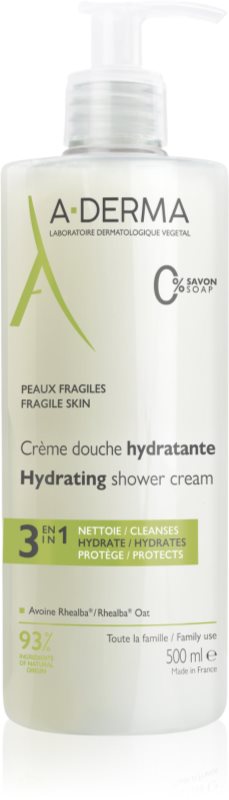 A-Derma Hydra-Protective gel de dus delicat pentru intreaga familie 500 ml