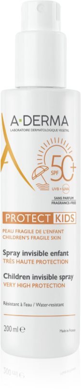A-Derma Protect Kids Children Invisible Spray spray pentru protecție solară SPF 50+ pentru copii 200 ml
