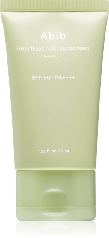 Abib Heartleaf Mild Sunscreen Relief Tube crema de soare pentru fata cu efect calmant SPF 50+ 50 ml
