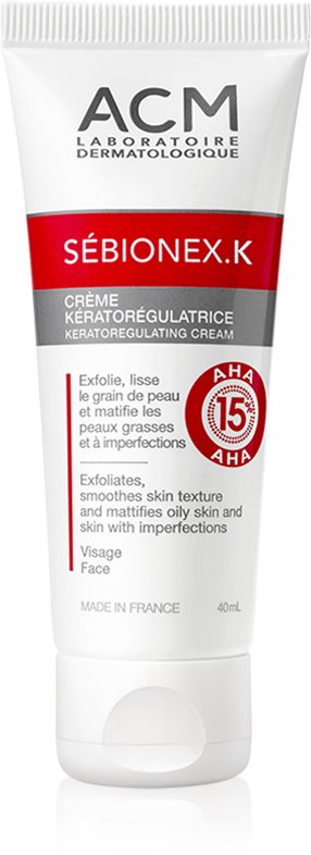 ACM Sébionex K crema matifiere protectoare pentru ten gras cu imperfectiuni Cu AHA Acizi 40 ml