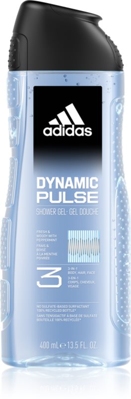 Adidas Dynamic Pulse gel de dus pentru față, corp și păr 3 in 1 400 ml