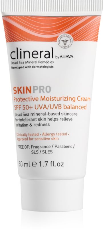 AHAVA Clineral SKINPRO hidratant si pentru protectie solara pentru piele sensibila si intoleranta SPF 50 50 ml