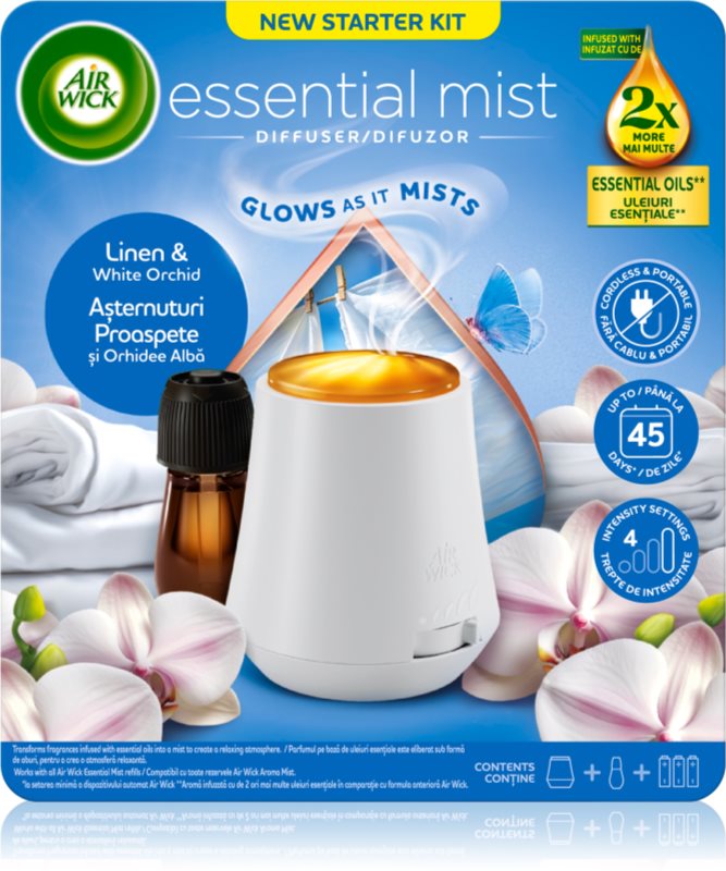 Air Wick Essential Mist Linen & White Orchid aroma difuzor cu rezervã 1 buc