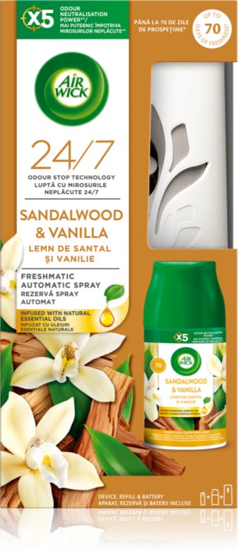 Air Wick Freshmatic Sandalwood & Vanilla odorizant de aer automat cu reîncărcare 250 ml