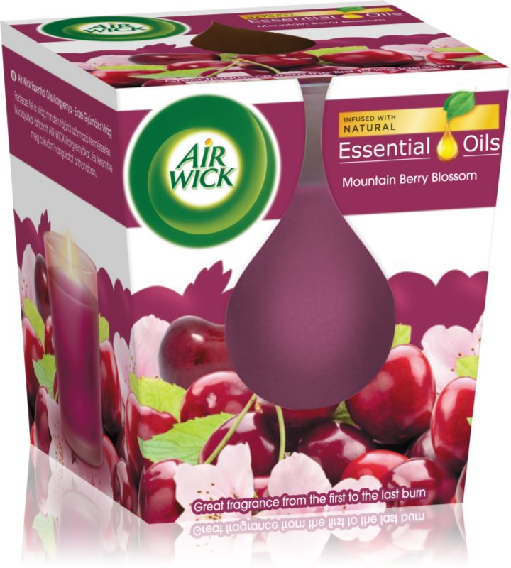 Air Wick Essential Oil Mountain Berry Blossom lumânare parfumată 105 g