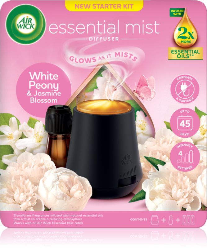 Air Wick Aroma Mist White Peony & Jasmine Blossom aroma difuzor cu rezervã + baterie 1 buc