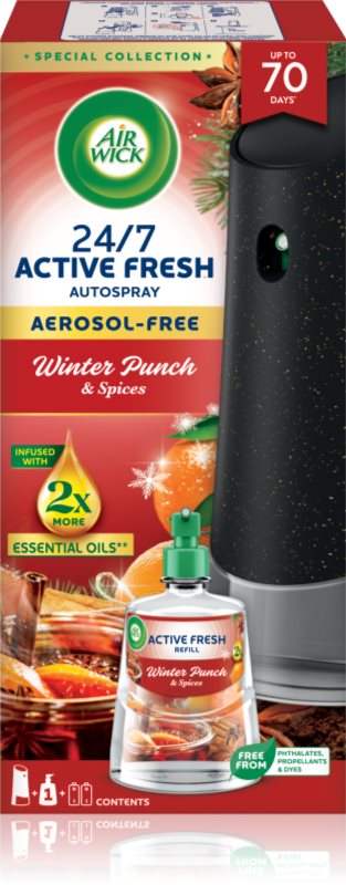 Air Wick Active Fresh Winter Punch & Spices odorizant de aer automat cu reîncărcare 228 ml