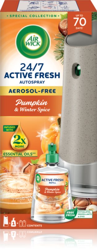 Air Wick Active Fresh Pumpkin & Winter Spice odorizant de aer automat cu reîncărcare 228 ml