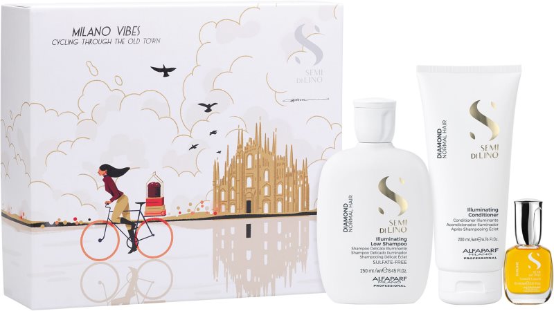Alfaparf Milano Semi di Lino Diamond Holiday Kit set cadou pentru un par stralucitor si catifelat