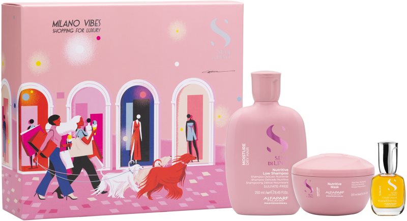 Alfaparf Milano Semi di Lino Moisture Holiday Kit set cadou pentru hidratare intensa 3 buc