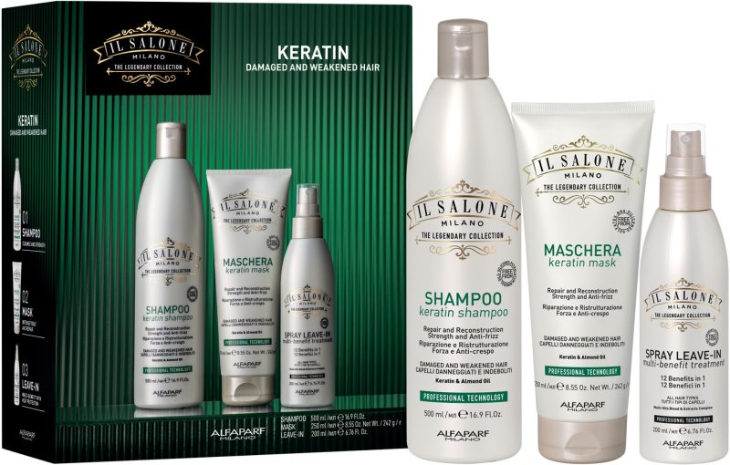 Alfaparf Milano Il Salone Milano Keratin kit set cadou pentru par deteriorat