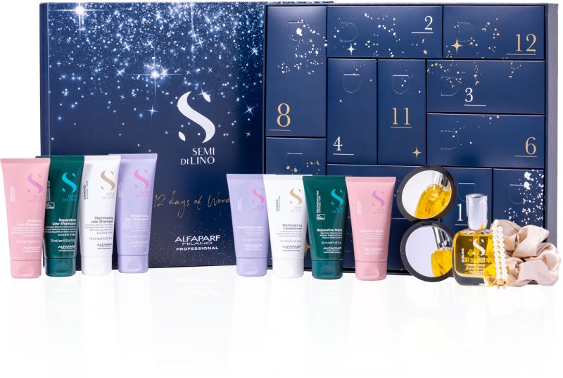 Alfaparf Milano Semi di Lino Advent Calendar Calendar de Crăciun pentru frumusețea părului și a pielii