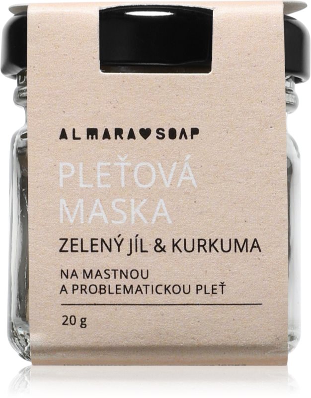 Almara Soap Face Green Clay & Turmeric masca de fata pentru curatare pentru ten gras si problematic 20 g