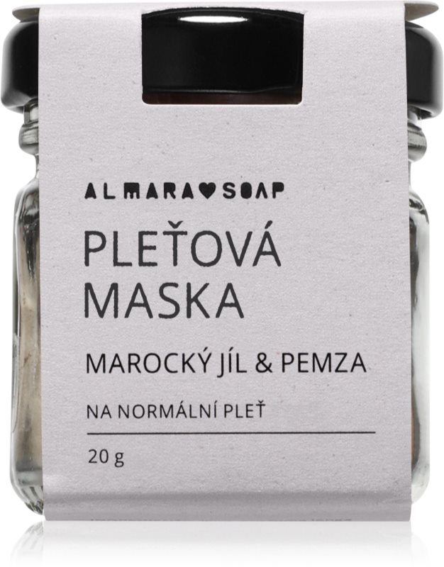 Almara Soap Face Moroccan Clay & Pumice masca pentur fata cu efect de peeling pentru piele normala 20 g
