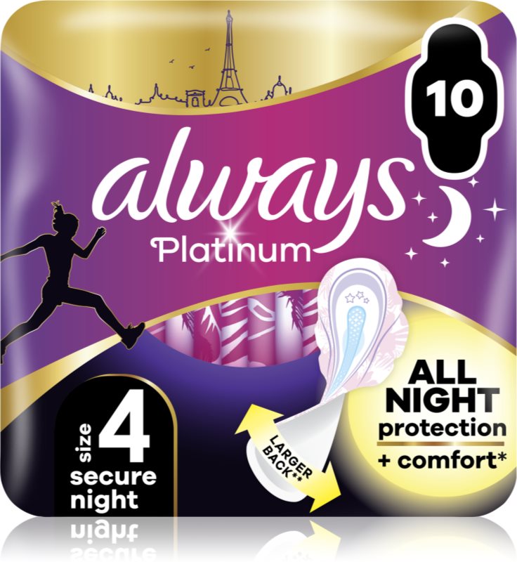 Always Platinum Secure Night Size 4 absorbante 10 buc