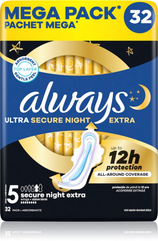 Always Ultra Secure Night Extra Size 5 absorbante pentru noapte 32 buc