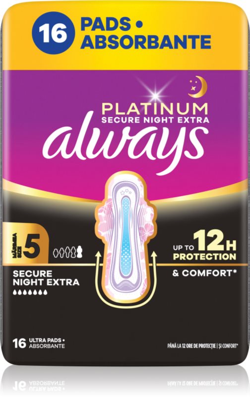 Always Platinum Night Extra Size 5 absorbante pentru noapte 16 buc