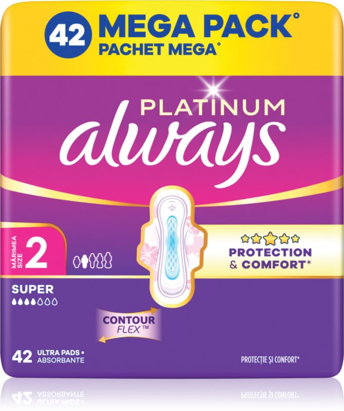 Always Platinum Super Size 2 absorbante cu aripioare 42 buc