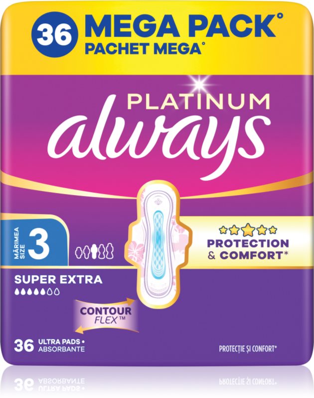 Always Platinum Super Extra Size 3 absorbante cu aripioare 36 buc
