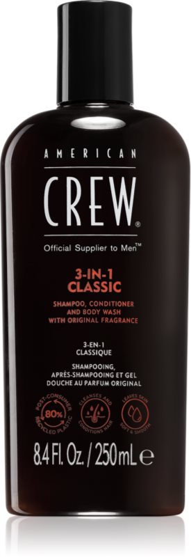 American Crew Hair & Body 3-IN-1 sampon, balsam si gel de dus 3in1 pentru barbati