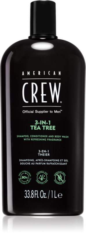 American Crew Hair & Body 3-IN-1 Tea Tree sampon, balsam si gel de dus 3in1 pentru barbati