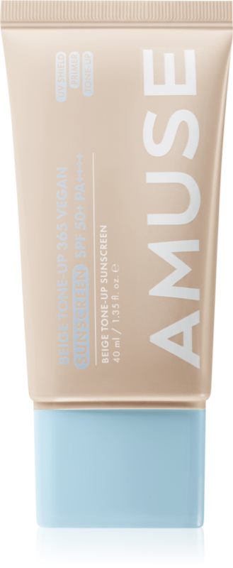 AMUSE Beige Tone-Up 365 Vegan Sunscreen fluid pentru tonifierea bronzului pentru uniformizarea nuantei tenului SPF 50+ 40 ml