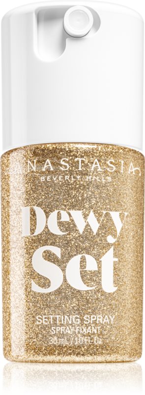 Anastasia Beverly Hills Dewy Set Setting Spray Mini stralucire intensa faciale cu parfum Coconut & Vanilla 30 ml